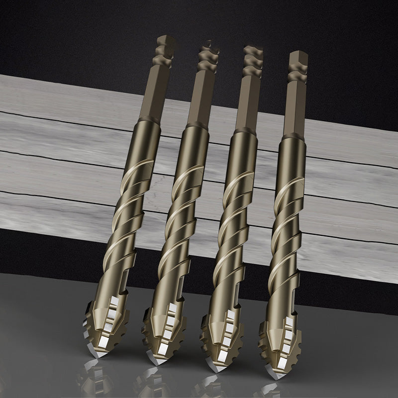 🔥4-Piece Diamond Grit Drill Bit Set - Tile/Glass/Marble/Concrete Drill Bits (2025 Upgraded 4-Flute Eccentric Design)