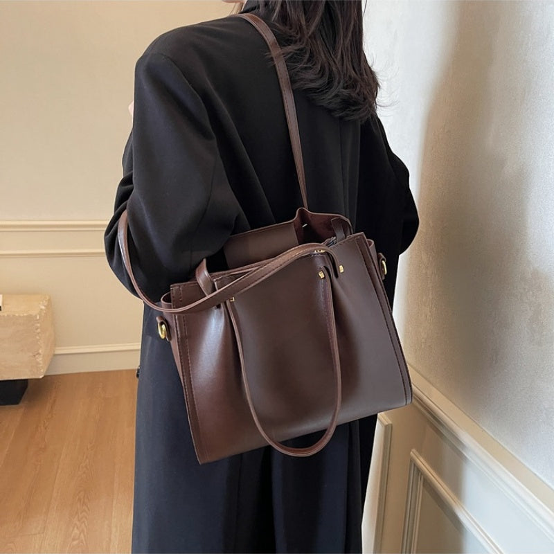 Elegant vintage justerbar skulderveske med stor kapasitet
