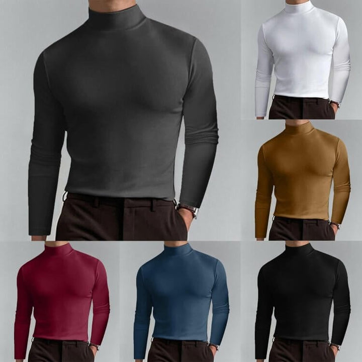 🔥Tidsbegrenset tilbud! Ultimate Comfort herre-T-skjorte med høy hals – stretch, pustende, smal passform for treningsstudio &amp;  Daglig bruk!