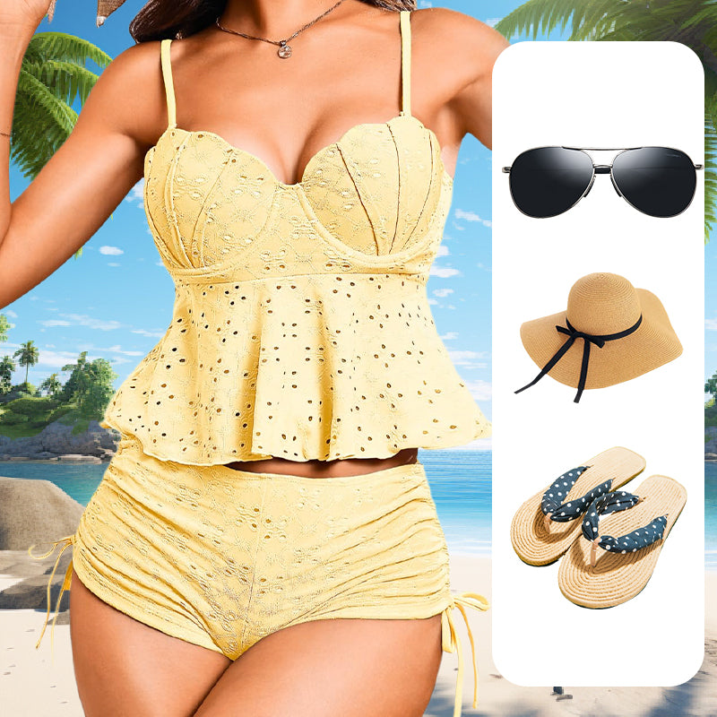 Push-Up Tankini-baddräkter för damer med Boyshorts