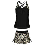 Sexy Leopard Cross Back Two-Piece Swimsuit