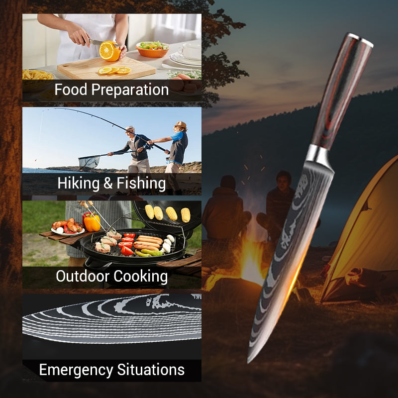 Multi-Use Kitchen Knife with Wooden Handle