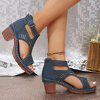 Versatile Hollow Out Mid Heel Open Toe Sandals（50% OFF）