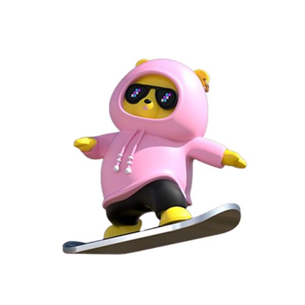 Tegneserie Bear Skateboard Doll