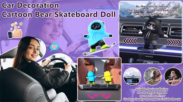 Tegneserie Bear Skateboard Doll