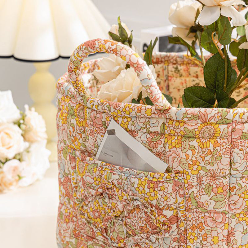 Portable Floral Fabric Storage Basket