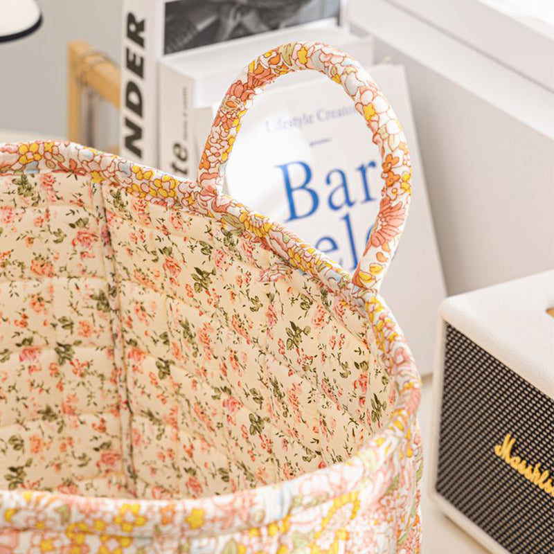Portable Floral Fabric Storage Basket