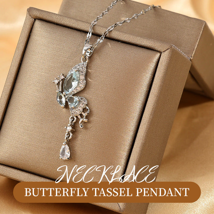 ⏳ Limited time 50% OFF💥Elegant Butterfly Tassel Pendant Necklace