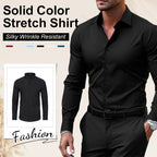 Men's Silky Wrinkle Resistant Solid Color Stretch Shirt