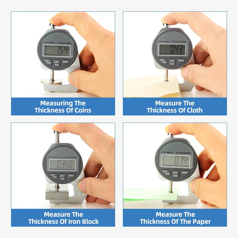 Digital Display Thickness Gauge Zinc Alloy Electronic LCD