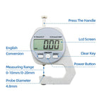 Digital Display Thickness Gauge Zinc Alloy Electronic LCD