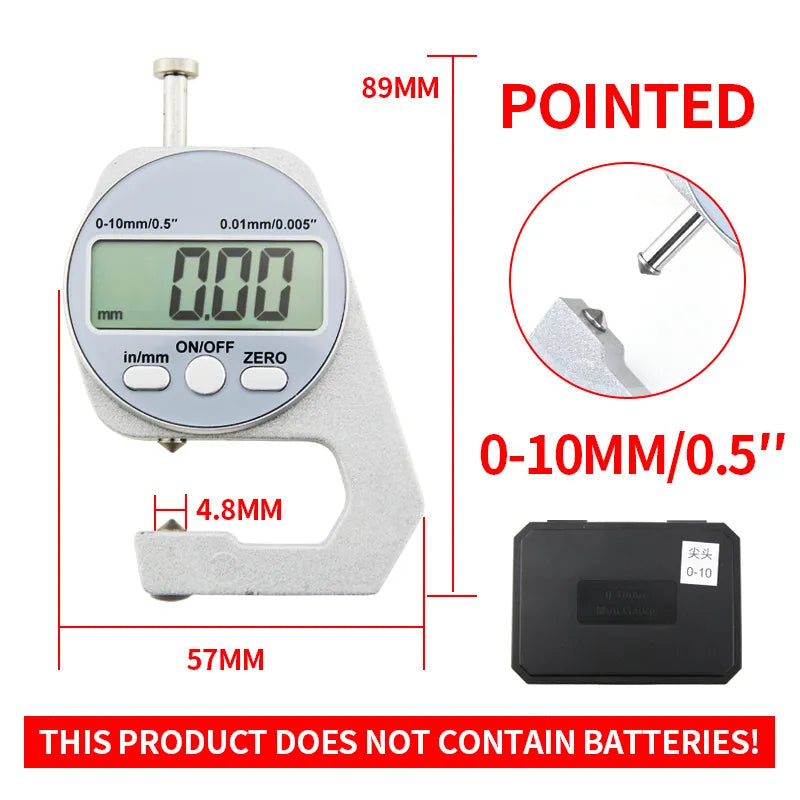 Digital Display Thickness Gauge Zinc Alloy Electronic LCD