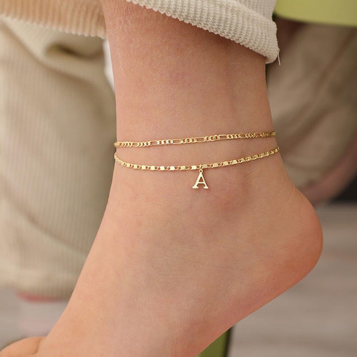 Layered Gold Ankle Bracelet for Women