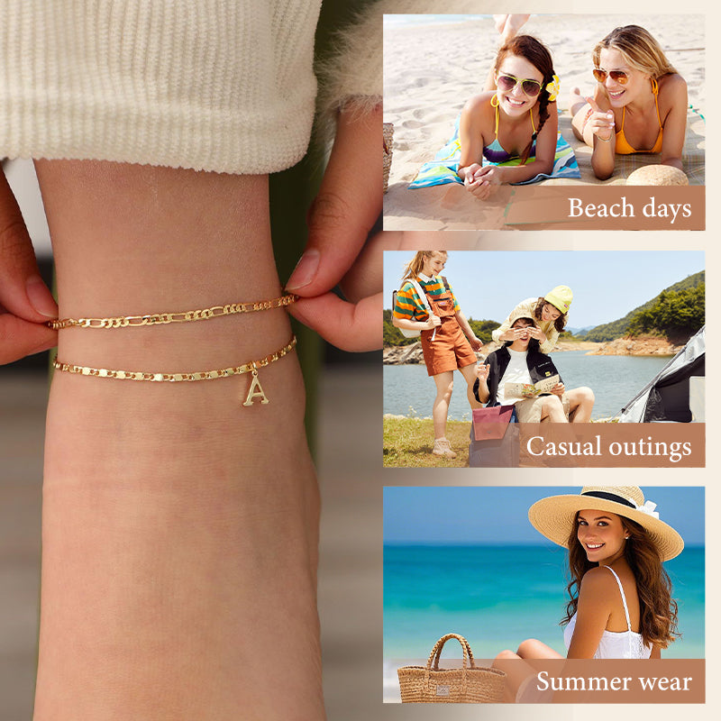 Layered Gold Ankle Bracelet for Women