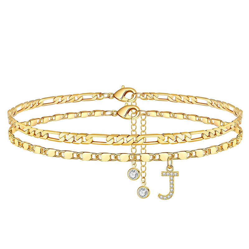Layered Gold Ankle Bracelet for Women