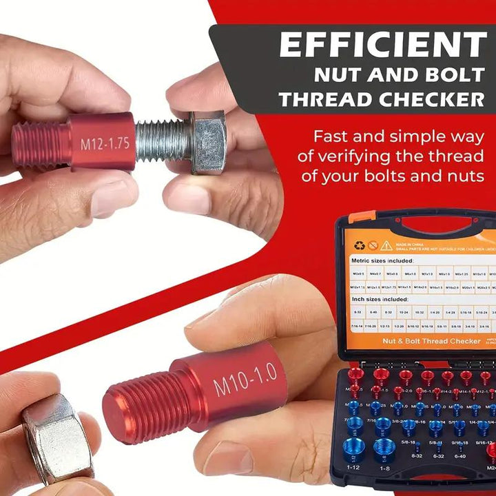 Nut &amp; Bolt Thread Checker Kit for Inspection of Fixed Bolts or Threaded Holes