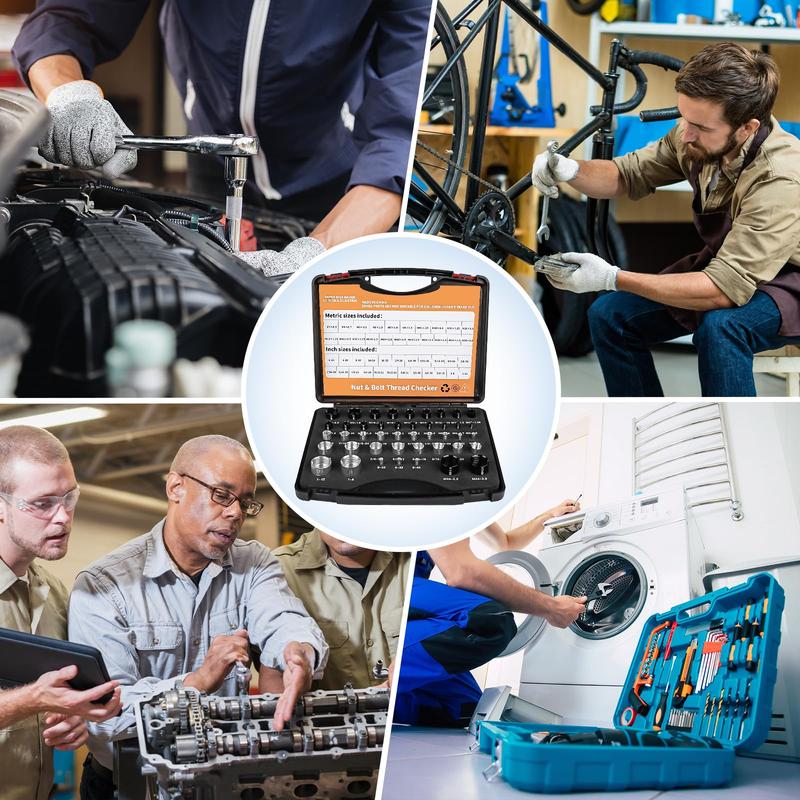 Nut &amp; Bolt Thread Checker Kit for Inspection of Fixed Bolts or Threaded Holes