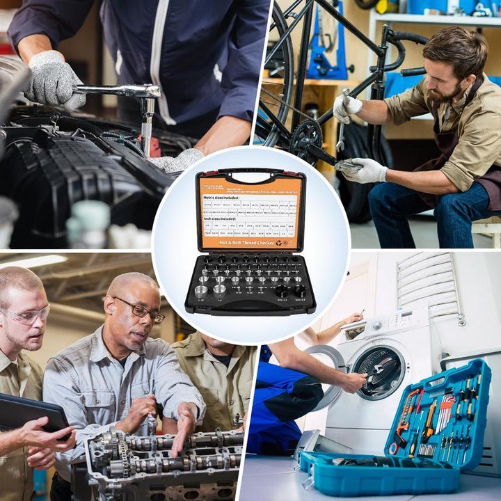 Nut &amp; Bolt Thread Checker Kit for Inspection of Fixed Bolts or Threaded Holes