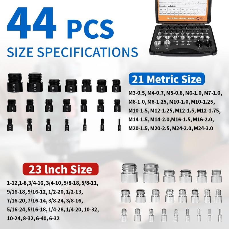 Nut & Bolt Thread Checker Kit for Inspection of Fixed Bolts or Threaded Holes