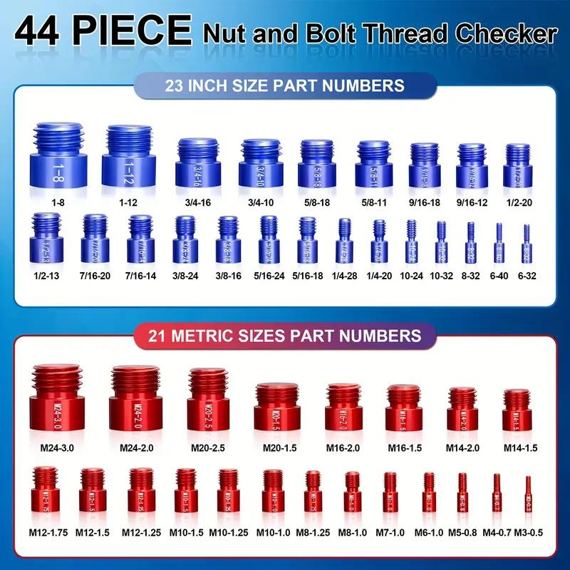 Nut &amp; Bolt Thread Checker Kit for Inspection of Fixed Bolts or Threaded Holes
