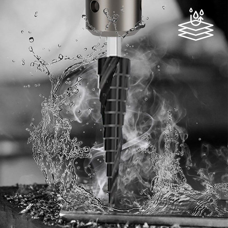 ✨High Hardness Spiral Flute Step Drill Bit Set