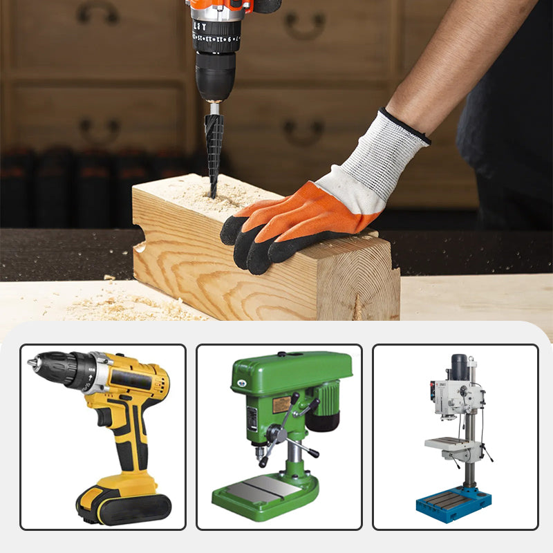 ✨High Hardness Spiral Flute Step Drill Bit Set