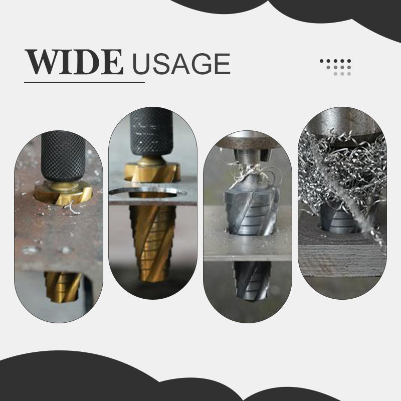 ✨High Hardness Spiral Flute Step Drill Bit Set