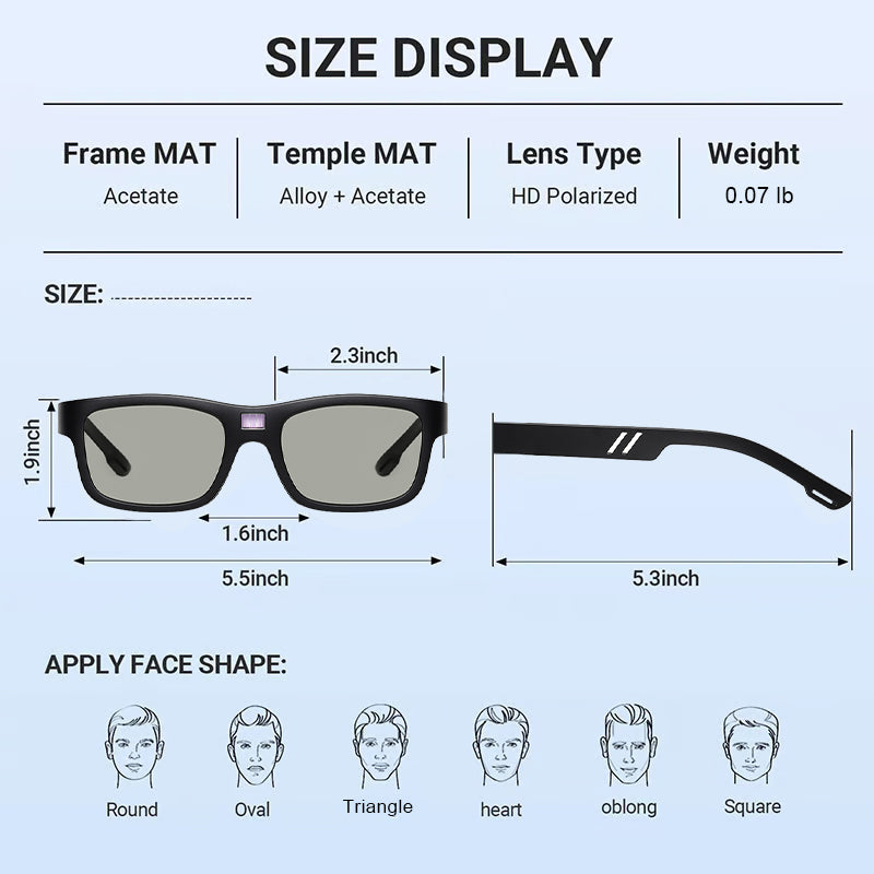 💥💥🏆Hot new models😎😎😎Classic Smart Photochromic Polarized Sunglasses