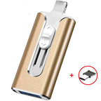 ⚡4 in1 Flash Drive for iPhone/iPad/Android/PC⚡ MFi Certified Lightning + 8 Pin + USB 3.0