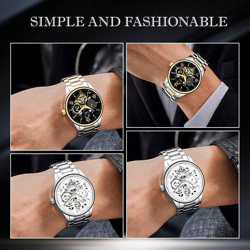 Men's Waterproof Roman Skeleton Automatic Mechanical Watch