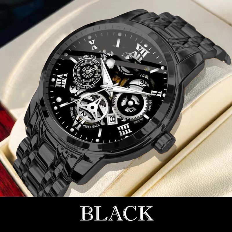 Men's Waterproof Roman Skeleton Automatic Mechanical Watch