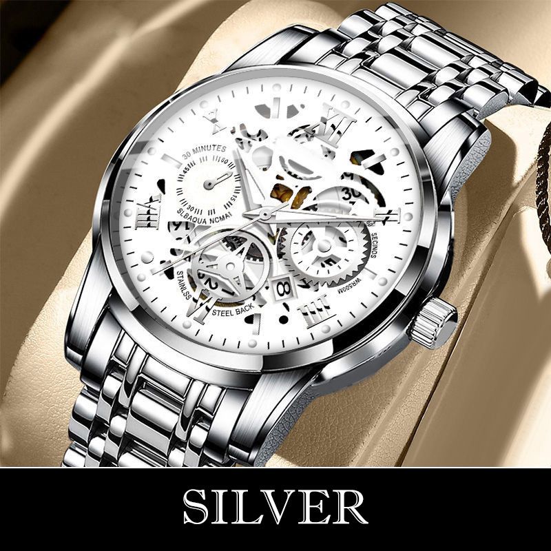 Men's Waterproof Roman Skeleton Automatic Mechanical Watch