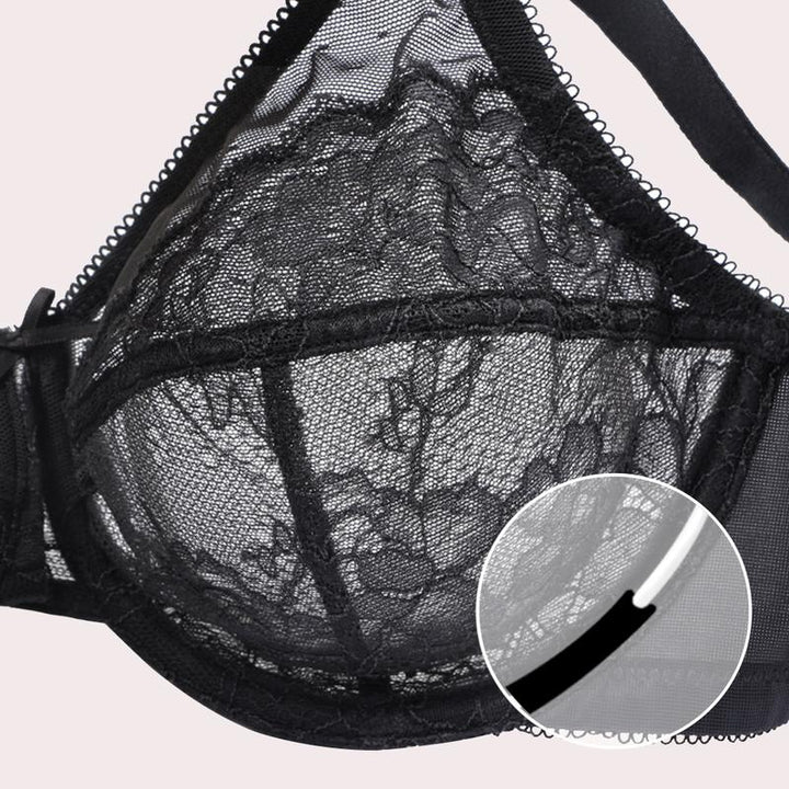 Lacsper Daisy minimizer Bra Floral Lace Unlined Comfort Non-Padded Full Coverage Plus Size Underwire with Supportive Under Band Comfortable Fit