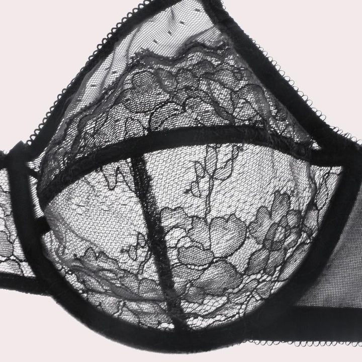 Lacsper Daisy minimizer Bra Floral Lace Unlined Comfort Non-Padded Full Coverage Plus Size Underwire with Supportive Under Band Comfortable Fit