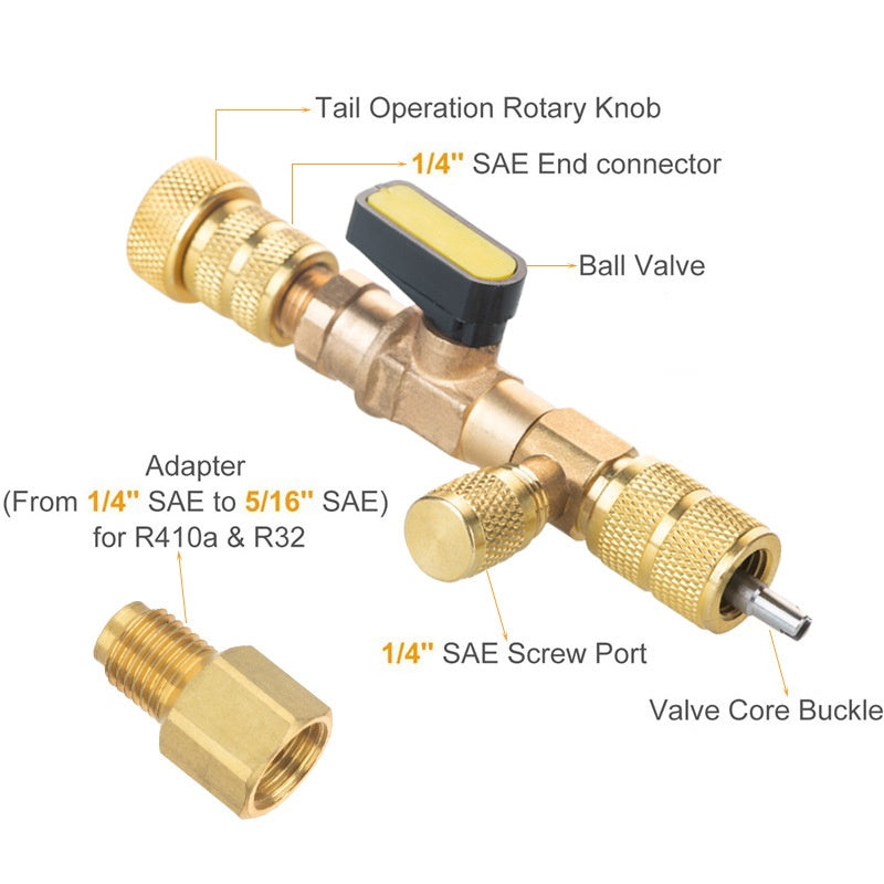 AC Valve Core Removal Tool with SAE 1/4 & 5/16 Port