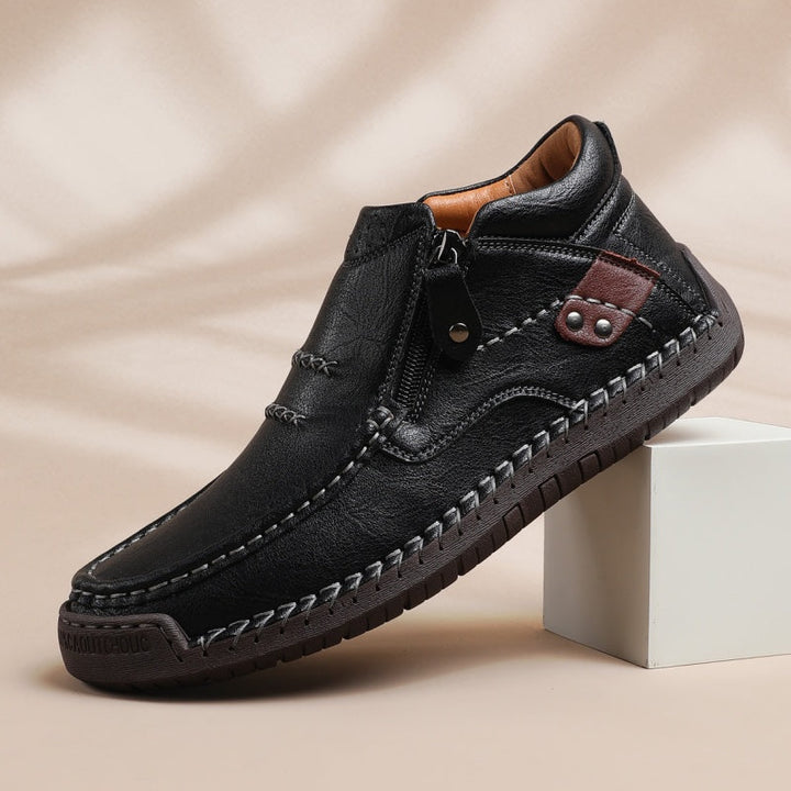 ⏰Limited Time Sale 50% OFF-Men’s Handmade Premium Leather Slip-On Driving Boots – Wide Toe, Arch Support, Waterproof, Pressure Relief, Non-Slip Sole for Casual, Travel &amp; Outdoor