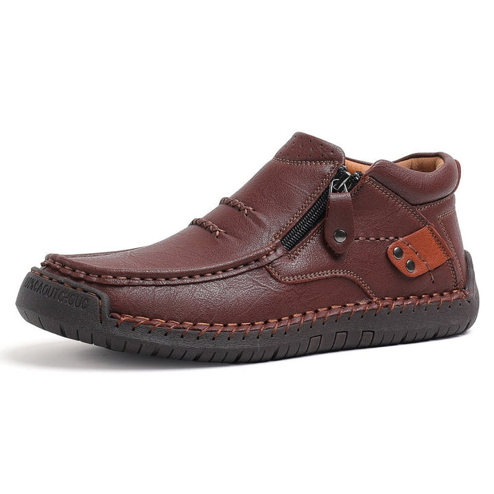 ⏰Limited Time Sale 50% OFF-Men’s Handmade Premium Leather Slip-On Driving Boots – Wide Toe, Arch Support, Waterproof, Pressure Relief, Non-Slip Sole for Casual, Travel &amp; Outdoor