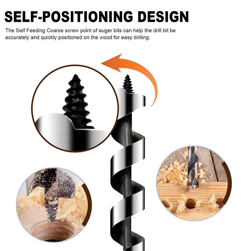Long Auger Drill Bits for Wood, Plastic & Drywall – Hex Shank