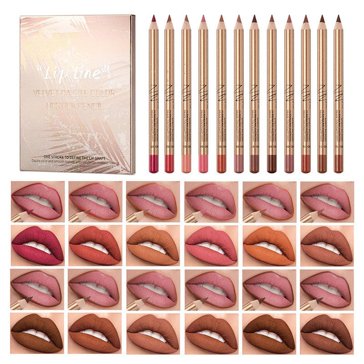 👄 KUPTE 2, ZÍSKEJTE 1 ZDARMA! 💄 Sada 12barevných tužek na rty odolných proti rozmazání – Dlouhotrvající, krémová &amp;  voděodolná – ideální pro každodenní nošení nebo profesionální líčení 🎨