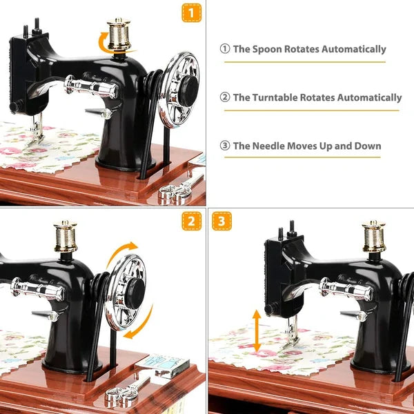 🪗Oferta por tiempo limitado: 50% de descuento en una mini máquina de coser de madera con caja de música.