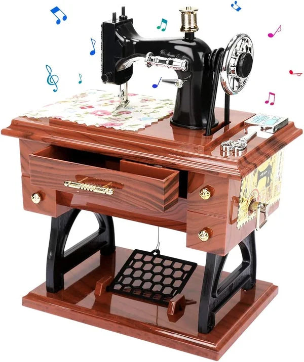 🪗Oferta por tiempo limitado: 50% de descuento en una mini máquina de coser de madera con caja de música.