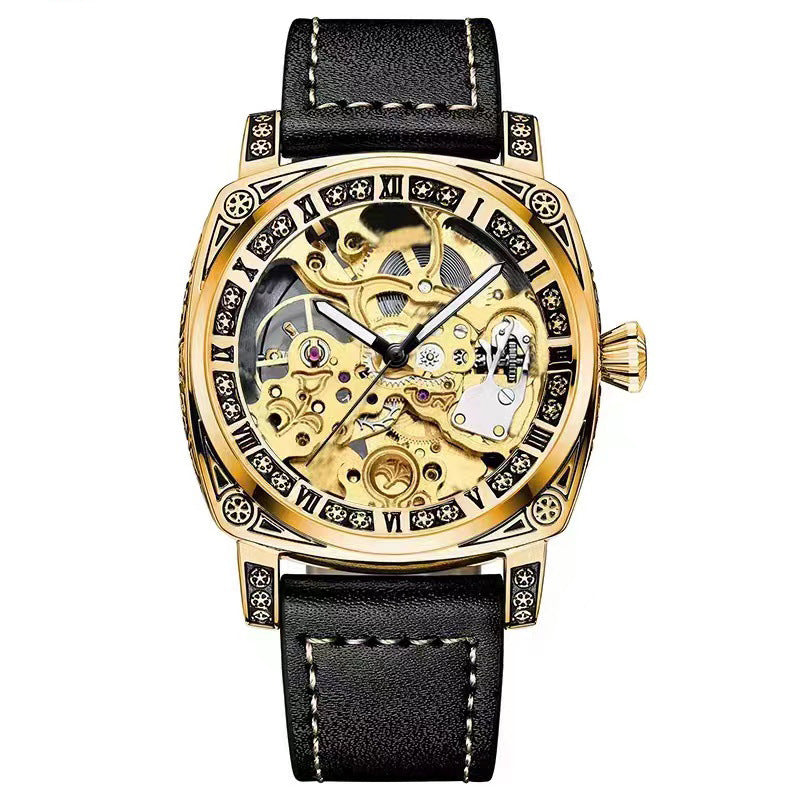 💥Vente chaude 50% de réduction⌚Une montre mécanique gravée multifonctionnelle