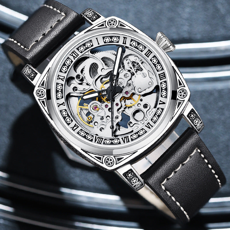 💥Vente chaude 50% de réduction⌚Une montre mécanique gravée multifonctionnelle