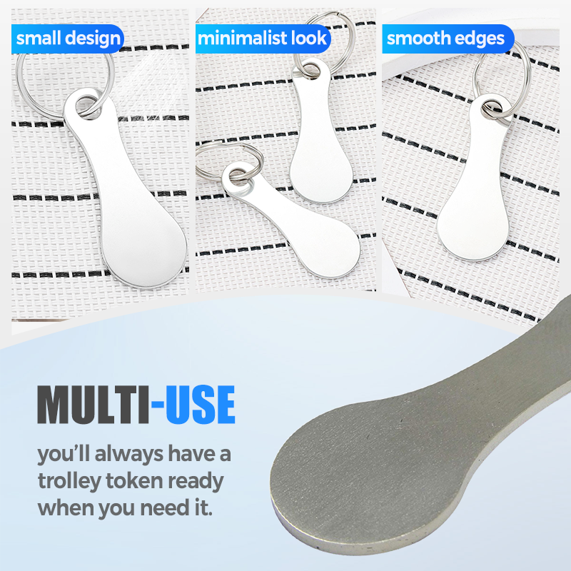 2 Pieces Stainless Steel Shopping Trolley Token Keyrings