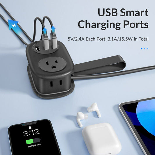 4FT Travel Power Strip with USB C Ports