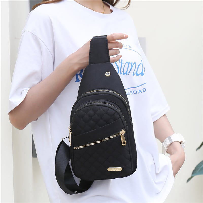 [Cadeau exquis] Sac de poitrine léger à fermeture éclair en métal multi-poches avec trou pour câble de données