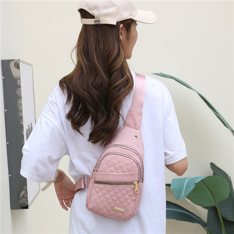 [Cadeau exquis] Sac de poitrine léger à fermeture éclair en métal multi-poches avec trou pour câble de données