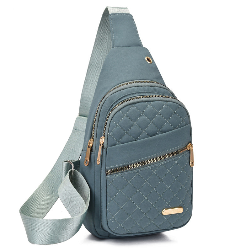 [Cadeau exquis] Sac de poitrine léger à fermeture éclair en métal multi-poches avec trou pour câble de données