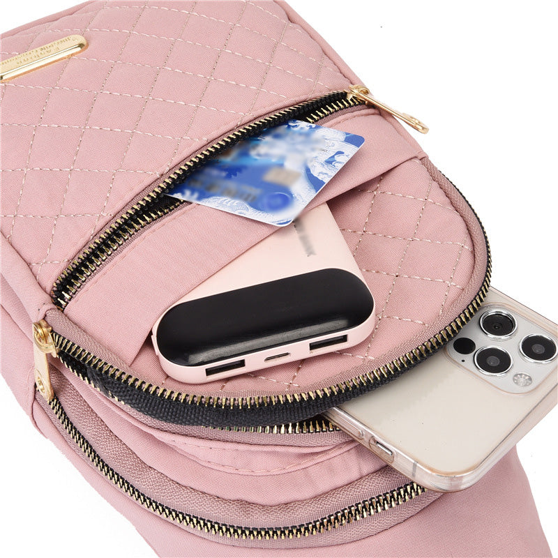 [Cadeau exquis] Sac de poitrine léger à fermeture éclair en métal multi-poches avec trou pour câble de données