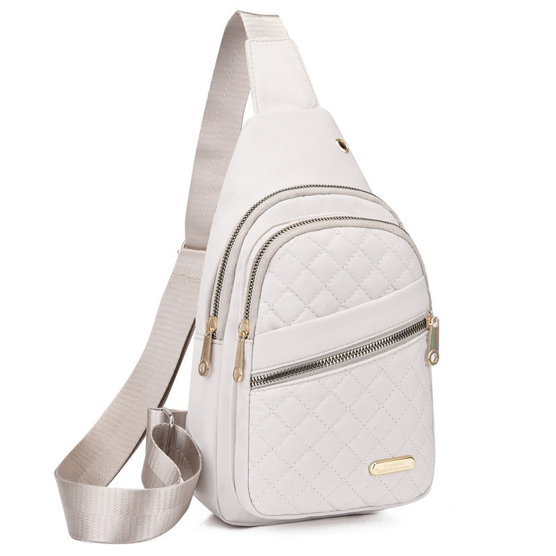 [Cadeau exquis] Sac de poitrine léger à fermeture éclair en métal multi-poches avec trou pour câble de données
